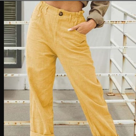 NWOT Yellow Crop Pants - Picture 1 of 2